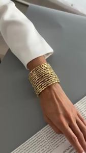 Ingemark Vintage Multi Layer Wide Bracelet for Women Punk CCB Acrylic Bead Chain Bangle Bracelet Fashion Jewelry Accessories