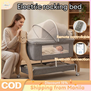 Baby Electric Cradle Bed Electric Rocking Swing with Remote Control & Bluetooth Music Mosquito Net & Storage Basket