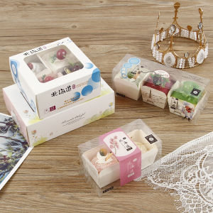 Transparent Square Baking Window Cake Boxes Muffin Paper Cups Hokkaido Chiffon Cake Boxes DIY Pastry Packaging Boxes
