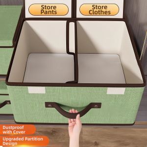 WEVOLA | Clothing Organizer Storage Box Layered Design Cotton Linen
