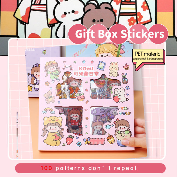 100 Pcs Cartoon Aesthetic Stickers for Girls, Vinyl Waterproof Stickers ...