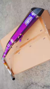 ท่อ Zontes 350e FireTorch คอ Z ไทเทเนียม ฝาคาร์บอน ปลายกรวยสแตนเลส สีน้ำเงิน