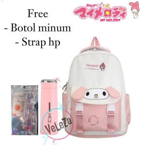 Tas sekolah anak perempuan remaja sanrio terbaru free botol minum kaca jam tangan strap hp tas sekolah anak remaja SD SMP tas ransel
