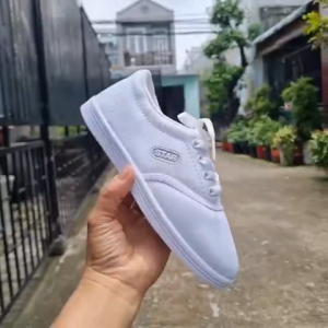 giày học sinh BÉ TRAI BÉ GÁI da pu asia cột dây trắng trơn