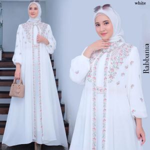 Rabbania Dres Gamis Lebaran Terbaru 2024 Matt Ceruty Babydill Full Furing Aplikasi Bordir Gaun Pesta Mewah Pakaian Wanita Kekinian