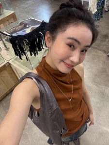 Áo Vest Cổ Đứng Nhỏ Thiết Kế Mùa Hè 2025 Của U Smile Home Dành Cho Nữ Áo Vest Không Tay Cổ Treo Không Đối Xứng Vải Lanh