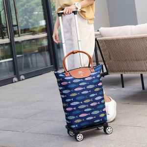 Shopping Cart Luggage Trolley Lever Car Elderly Portable Foldable For Home Shopping Bag Mom Shopping Bag Lightweight Shopping Cart