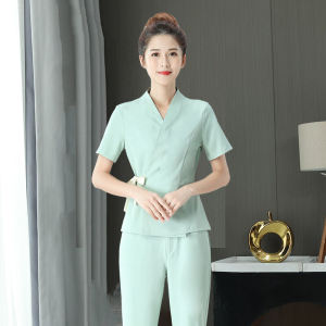 ชุดทำงานสำหรับร้านเสริมสวยแบบใหม่สำหรับผู้หญิงกางเกงยาวเก็บหูสำหรับสโมสรสุขภาพดูดีระดับไฮเอนด์สำหรับการนวดเท้าชุดทำงานสำหรับช่างสปาเท้า