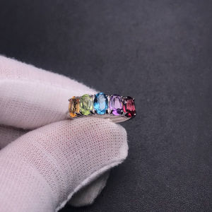 Multi-color Natural Gemstone Rings 925 Sterling Silver Topaz Garnet Peridot Amethyst Citrine for Women Party Fine Jewelry Gift