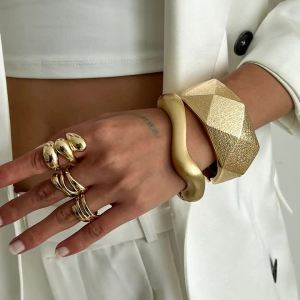 Ingemark | Ingemark 4 Styles Exaggerated Punk Heavy Metal Wide Cuff Bangles Women Hip Hop Geometric Spring Bracelet Steampunk Jewelry Men