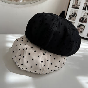 หมวกเบเร่ต์ลายจุดคลาสสิกผู้หญิง ทันสมัย สตรีทสไตล์ หมวกจิตรกรแปดเหลี่ยม อินเทรนด์ ฤดูใบไม้ผลิ ฤดูใบไม้ร่วง ฤดูหนาว อุปกรณ์เสริมในเมือง