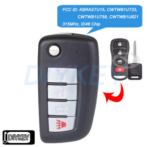 Modified Flip Remote Car Key Fob 315MHz ID46 Chip for Nissan Versa Xterra for Infiniti FX35 FX45 KBRASTU15 CWTWB1U733 CWTWB1U758