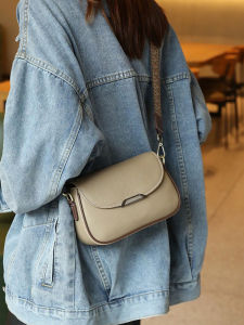 Stylish Color Block Cowhide Leather Small Square Bag for Women Trendy Versatile Shoulder Crossbody Bag Urban Minimalist Style