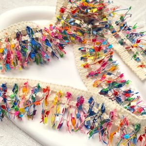 2 Yards 1.57inch Wide Eyelash Fringe Lace Ribbon Colorful Toothbrush Tassel Trim for Garment Handicraft DIY Sewing Accessories