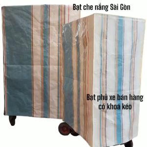 Bạt phủ xe bán hàng có khóa kéo - màu sọc lạ mắt