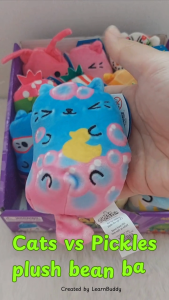 Cats vs Pickles Chonks Plush Bean Bag Toy | Cute Cat & Pickle Characters | Soft Stress Relief Toy