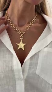 Ingemark | Ingemark Hip-Hop Punk Star Metal Pendant Chokers Necklace Women Trendy Simple OT Buckle Thick Neck Chain 2025 New Jewelry Gift