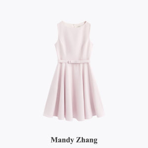 Elegant Pink Bow Sleeveless Dress