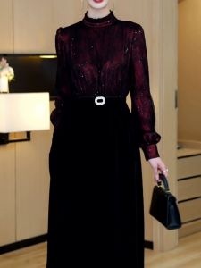 Elegant Slimming Straight Tube Dress Fashionable Commute Fake Two-Piece Dress Spring New Arrival for Women Stylish Lady