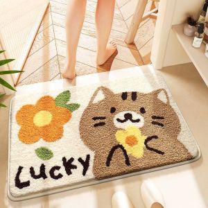 QUICK DRYING Bathroom Rug Machine Washable Bathroom Floor Mat Cute Design Anti-Slip Cartoon Floor Mat Fluffy Plush Rug Thick Soft Water Absorbent Bathroom Carpets