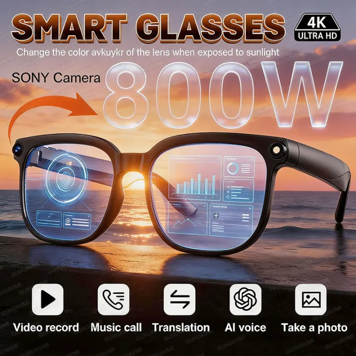 2026 Upgrade New Smart glasees With 800W Camera HD Video Recording AI Photo Recognition Call Voice Translation Sunglasses Man