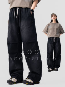 AOGZ | Vintage Workwear Pants Straight Loose Fit Multiple Wearing Styles