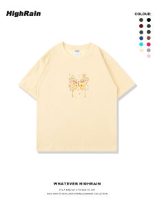 Yellow Butterfly Pure Cotton Short Sleeve T-Shirt Womens Summer New Loose Couple Half Sleeve Top Breathable Casual Tee