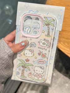 Adorable Holiday Kitty Soft Edge Anti-Fall Protection Case for  16 pro 14 Vacation 13 pro Max New 11 Women XS Max Mini 15 plus Full Cover 8 XR Protective Cover