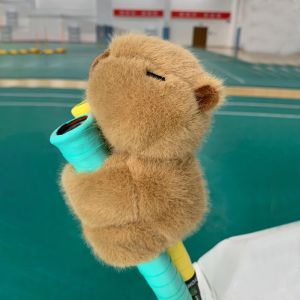Cute Capybara Badminton Racket Grip Decorative Handle Cover Plush Doll Ppapap Circle Bouncy Creative Stress Relief Car Decor