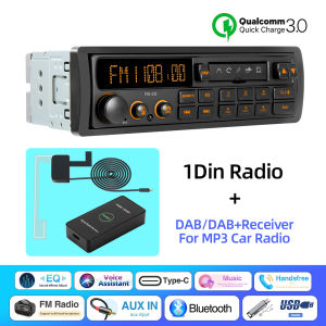 1 Din MP3 Retro Style Car Radio Bluetooth AUX FM AM RDS EQ QC3.0 Voice Control 12V Multimedia Stereo Head Unit USB TF Player