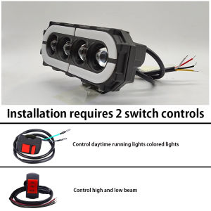 Universal Motorcycle Spotlight LED Headlight Driving Fog Light Off-Road Daytime Running Light with Switch for Truck 4x4 Suv Atv Motorcycle Tractor