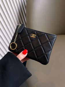 Genuine Leather Small Zip Wallet Ultra-Thin Multifunctional Key Case High-End First Layer Cowhide Classic Style Soft Leather Coin Purse Female