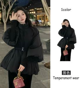 Korean Style Warmth Bread Coat Black Womens Fashionable Miniature Wind Winter New Arrival Commute Autumn Straight Body Type
