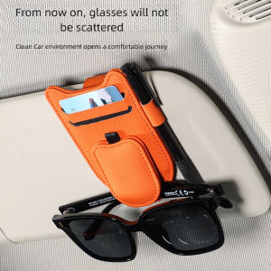 Magnetic Car Sunglasses Holder Sun Visor Glasses Clip PU Eyeglasses Hanger Portable Ticket Card Clip Auto Accessories