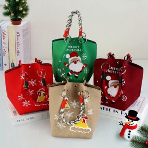 2025 Christmas New Style Knitted Bucket Handbag with Ring Buckle Fashionable Womens Bag for Casual Occasions Gift Packaging