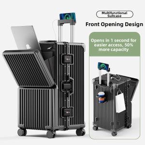 MINGJUEGONGZI | Durable Front Opening 28 Inch Large Capacity Suitcase