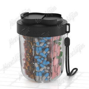 Weekly/7-Compartment Pill Organizer Dispenser Travel Pill Case Vitamin Medicine Fish Oil Portable Supplement Container 20 Labels