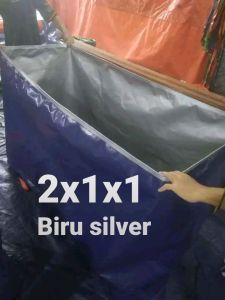 Terpal Kolam Terpal Ikan Kotak A12 Korea 200x100x100/100x200x100/2x1x1/1x2x1 bahan A12 korea biru silver Untuk Budidaya Ikan Lele NilaGurame Udang Cupang Dll