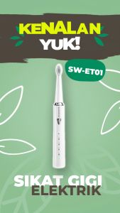 SAMONO Sikat Gigi Elektrik SW-ET01 5 Mode Penggunaan Baterai Tahan 60 Hari Gratis 3 Kepala Sikat Garansi 1 Tahun