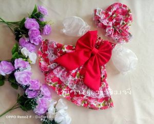 ชุดแฟชั่นเด็ก เดรสแขนแก้วแต่งระบาย จัดเซตพร้อมหมวก