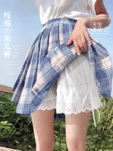 Pure Cotton Safety Shorts Skirt Womens Style Summer White Bloom Base Layer Anti-Light Outerwear Pumpkin Pants Lolita