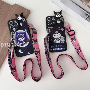 เคสโทรศัพท์สำหรับ OPPO A60 A18 A38 A16 A17 A12 A95 A12E A16K A17K A15 A79 A3s A15s A5s A1K A94 A74 A58 A16s A72สายคล้องคอน่ารัก Besom Kuromi A7 + เคสนิ่ม A52