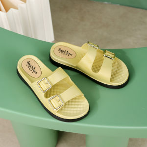 IELGY พื้นแพลตฟอร์มฤดูร้อนแฟชั่นกันลื่นสำหรับชายหาดพื้นรองเท้าแพลตฟอร์มกลางส้นเตี้ยมี2024ทรงตรงเปิดนิ้วเท้า