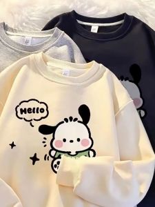 เสื้อสเวตเชิ้ตแฟชั่น พิมพ์ลาย กระเป๋าสุขยาตาเสื้อฮู้ดคู่ ยืดคอกลม ล่ามลองย้อนยุค