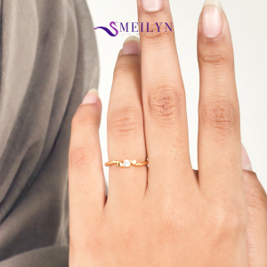 MEILYN Cincin Kasual Wanita Motif GG4 Love Gemma Lapis Emas 0221250304