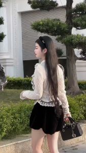 💥[A379] Áo len kiểu nữ CÚC BỌC phối REN tay dài LOẠI 1 phối thun 2 LỚP họa tiết hàng Quảng Châu - L2M