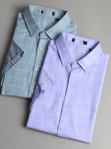 Comfortable Breathable Mens Summer Thin Casual Short Sleeve Plaid Shirt Versatile Business Shirt Standard Fit Youth Fashion