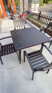 Bàn Ghế Ngoài Trời Nhôm Đúc Vuông - Bàn ghế Sân Vườn