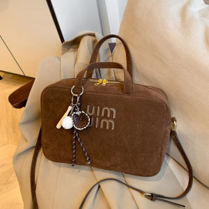 Fall Fashion Faux Leather Tote Bag Womens Large Capacity Bowling Bag Commute Handbag Korean Style Single Shoulder Bag