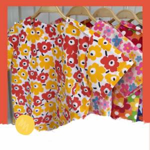 ชุดเด็ก เสื้อคอกลมลายดอก กระดุมไหล่